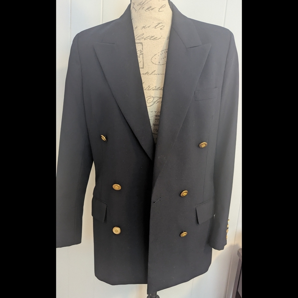 Brooks Brothers Wool Double Breasted Navy Blazer Vintage 6 R Made In USA
